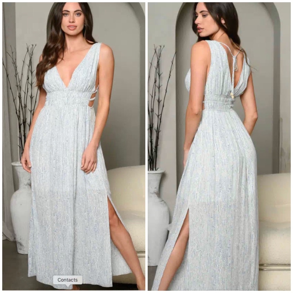 #18 SLEEVELESS V-NECK SLIT MAXI DRESS